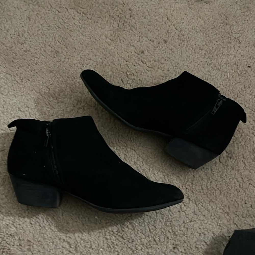Black suede booties size 7